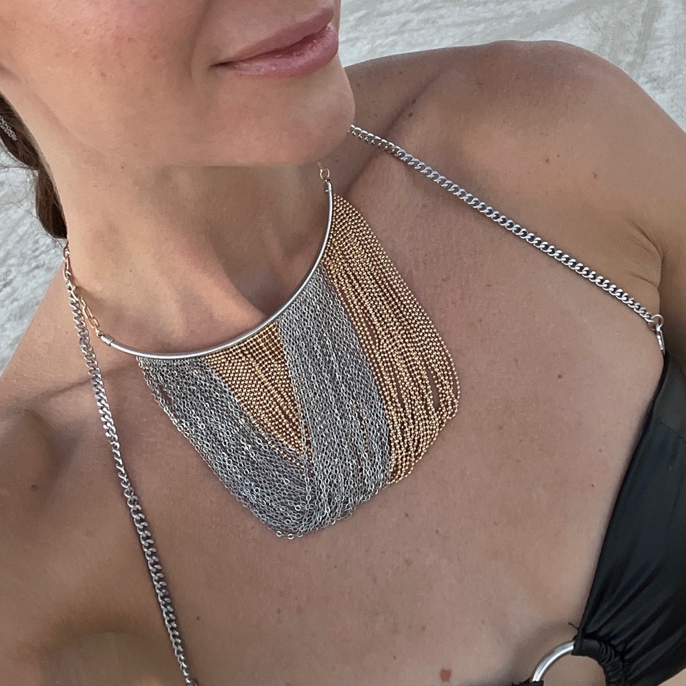 Natasha Denona Silver and Gold Statement Necklace